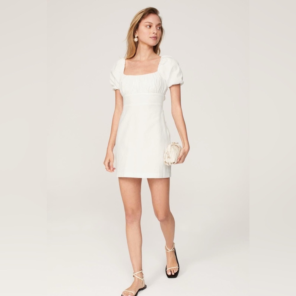 Louna Tie-Back Mini Dress – White – Size Medium – Flirty & Chic!